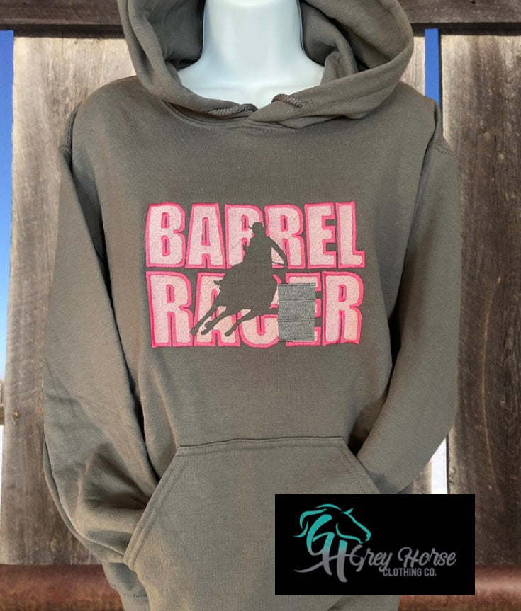 GH Adult Hoodie - Barrel Racer (Grey/Pink)