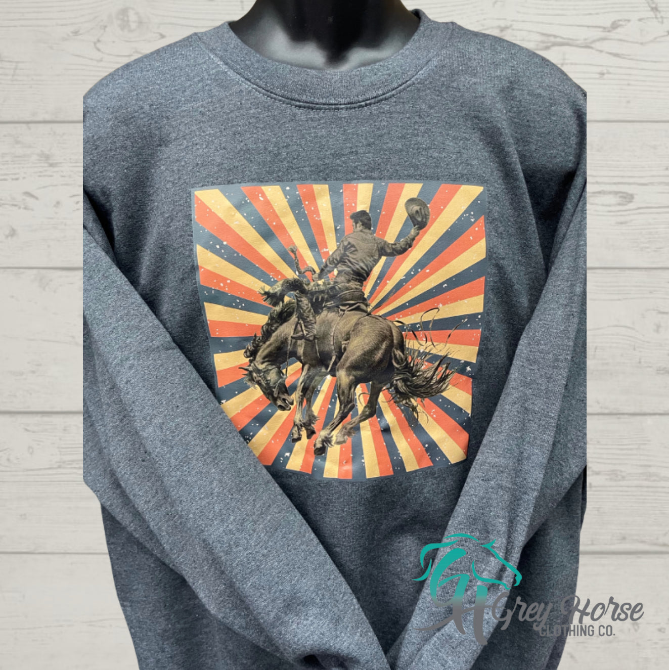 GH Adult Crewneck - XL Dark Heather Blue - Vintage Bronc