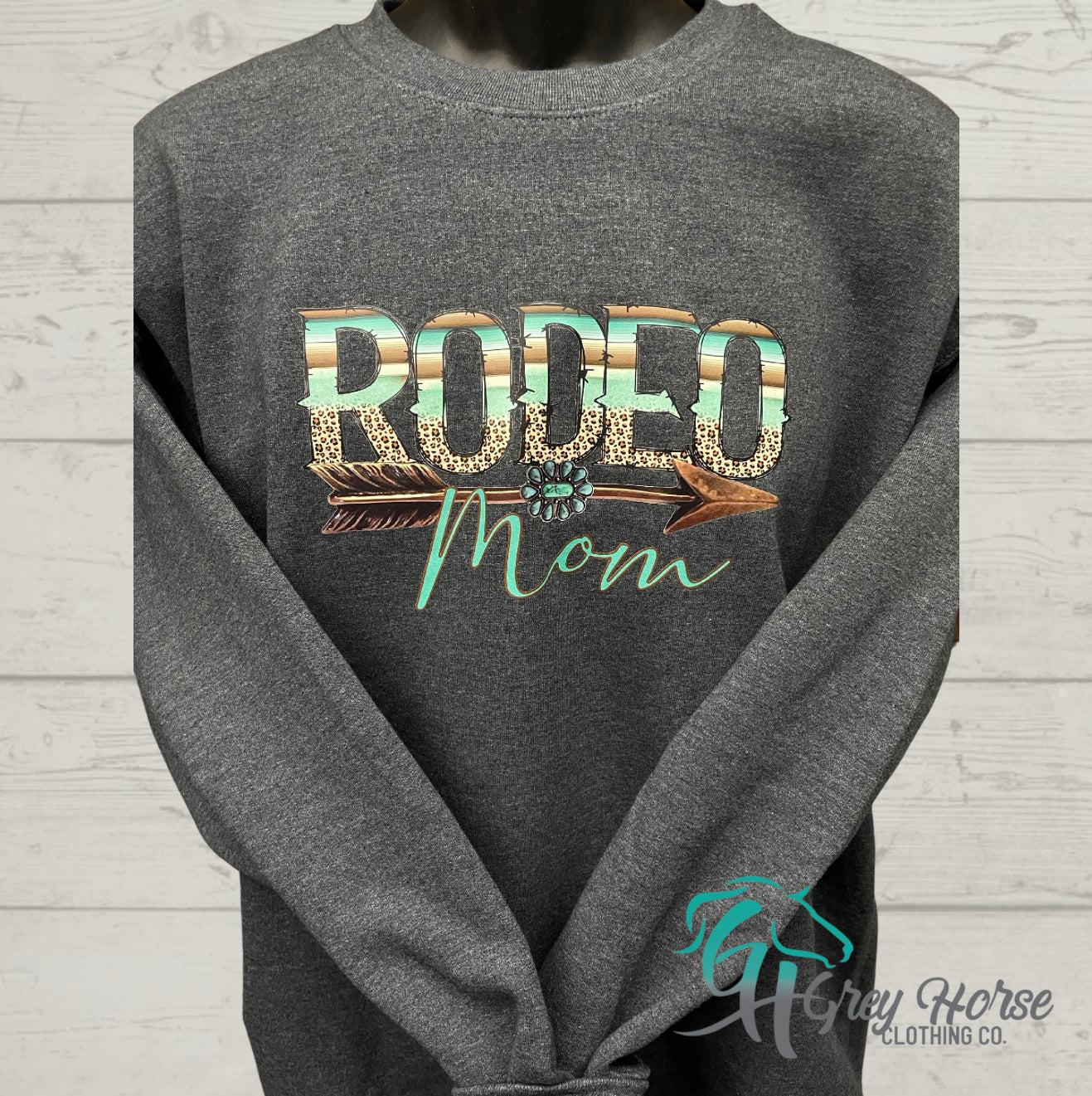 GH Adult Crewneck - Dark Heather Grey, Rodeo Mom