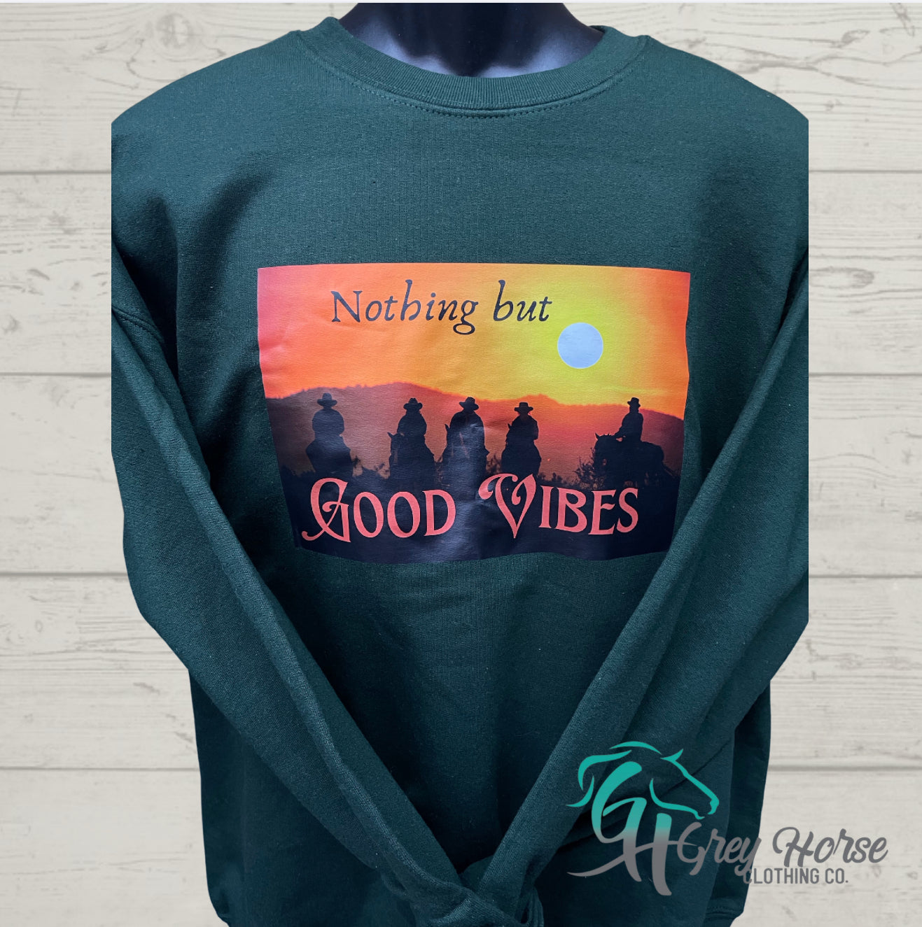GH Adult Crewneck - Green, Good Vibes