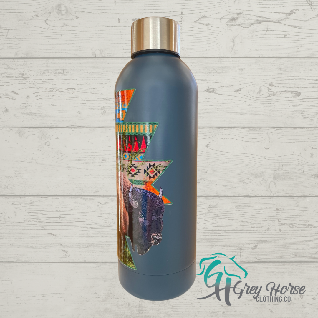 GH 17oz Water Bottle - Navy - Aztec Bison