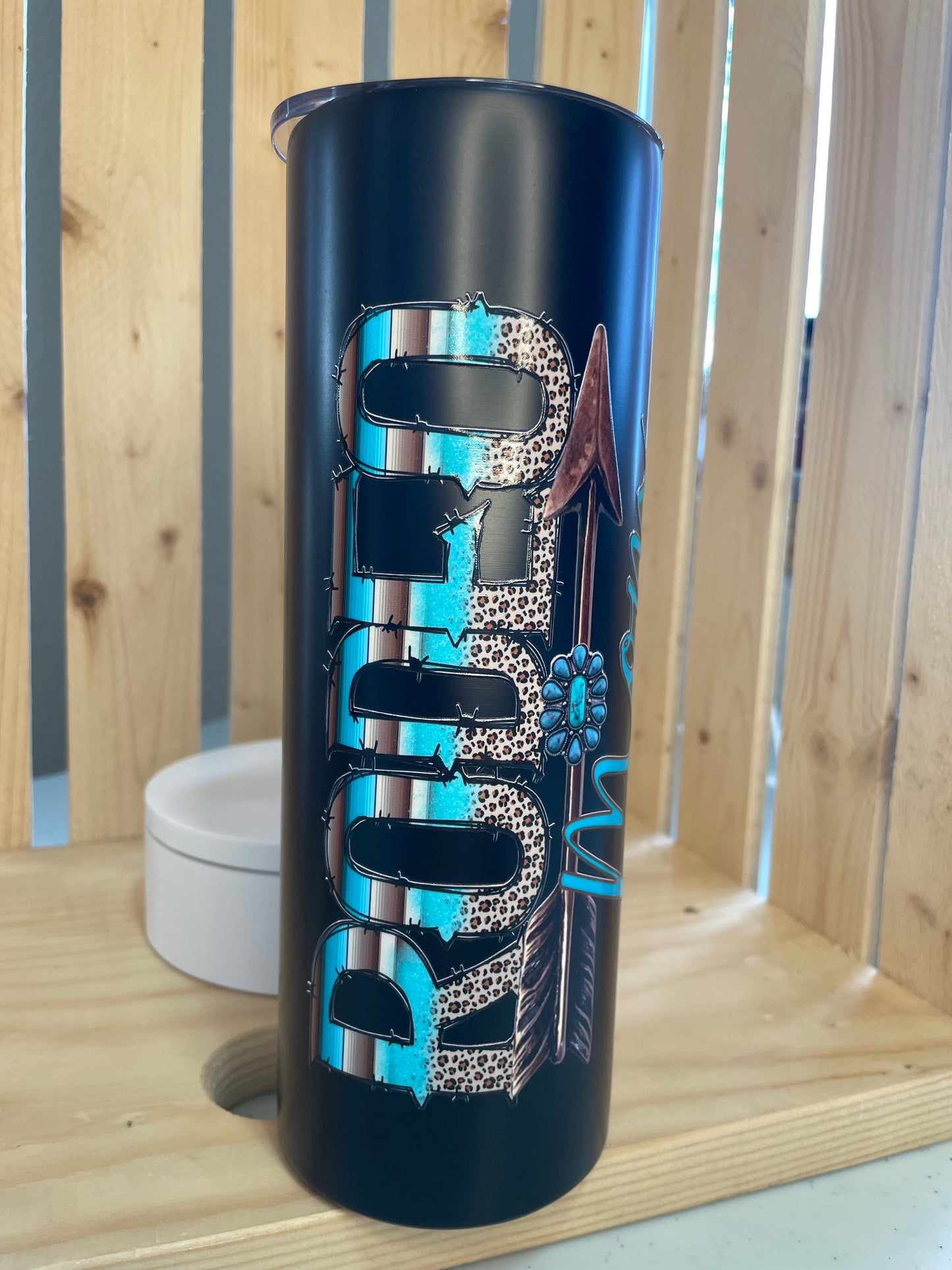 GH 20oz Tumbler - Black - Teal Rodeo Mom