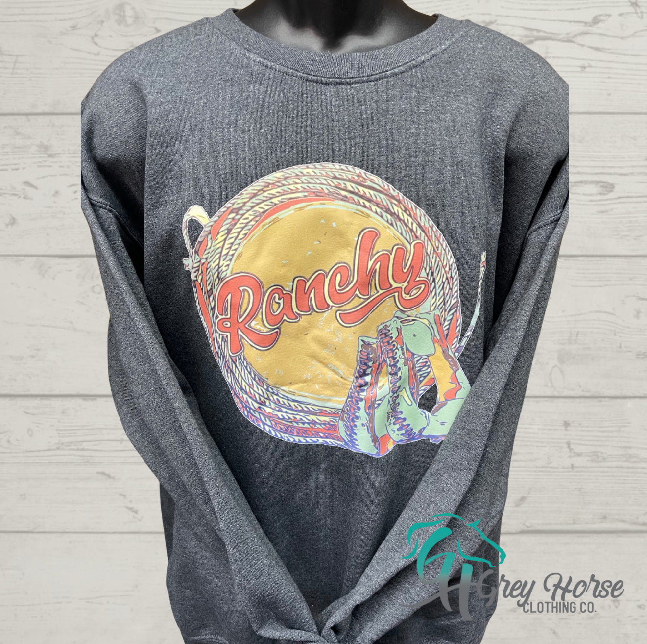 GH Adult Crewneck - Dark Heather Blue, Ranchy