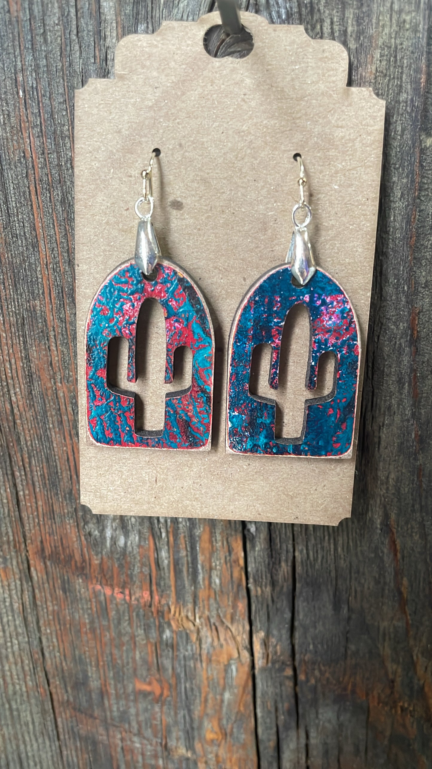 GH Earrings - Laser Cut Wood - Cactus