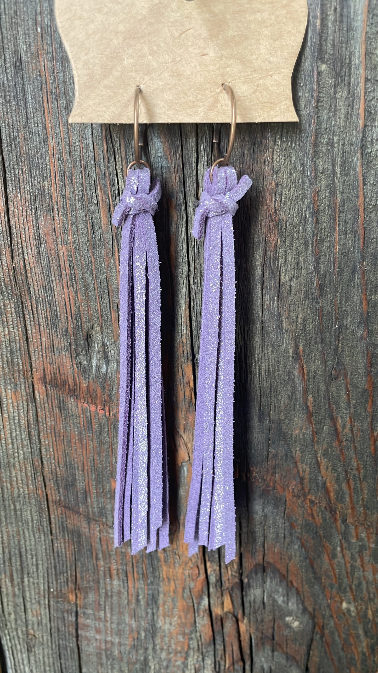 GH Earrings - Handcut Leather - Hoops, Sparkle Purple