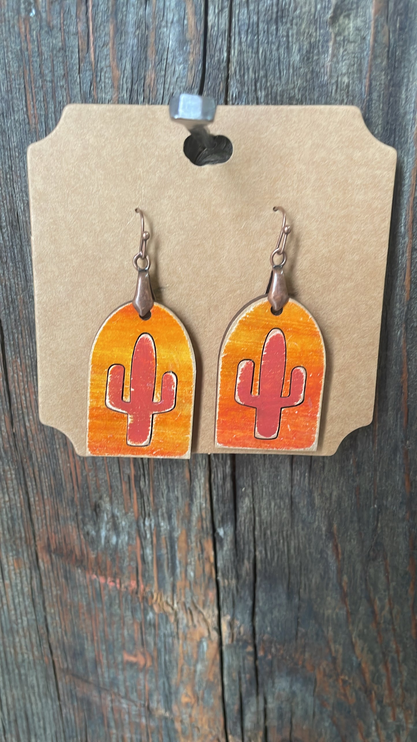 GH Earrings - Laser Cut Wood - Sunset Cactus