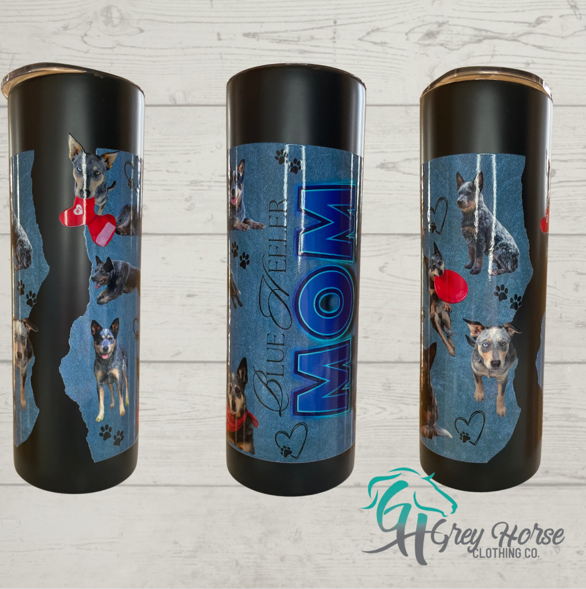 GH 20oz Skinny Tumbler - Black - Blue Heeler Mom