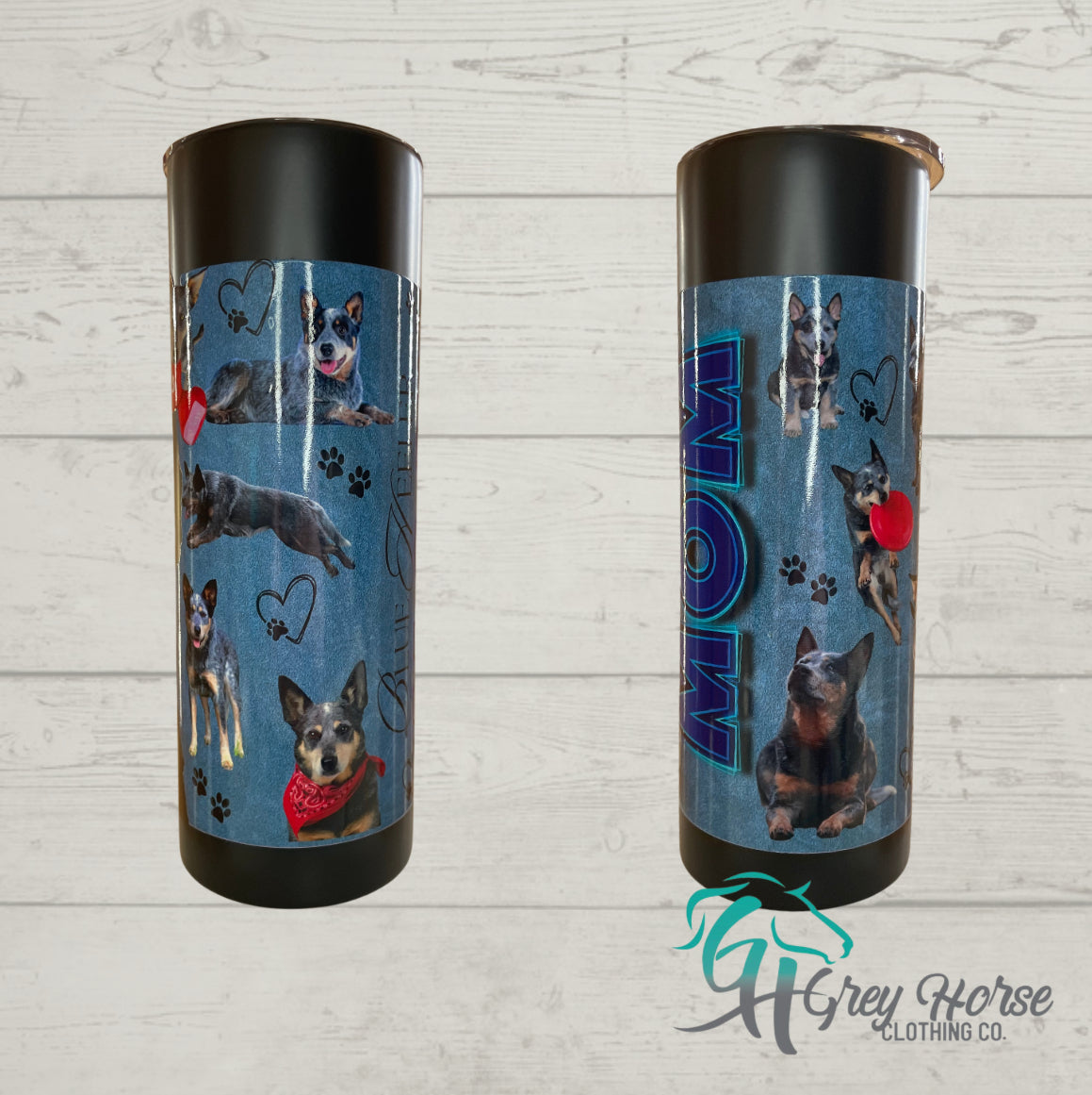 GH 20oz Skinny Tumbler - Black - Blue Heeler Mom