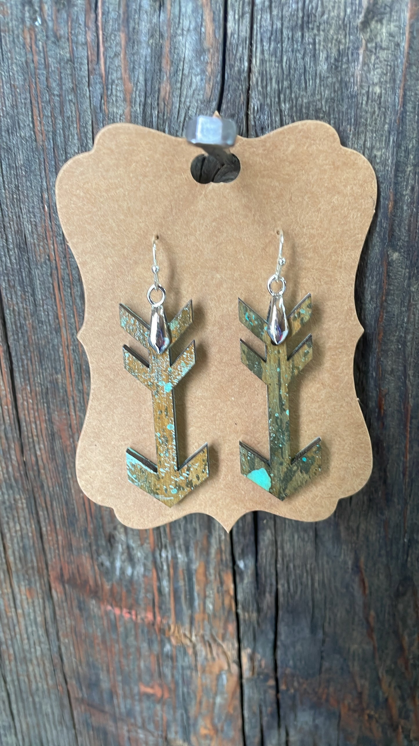 GH Earrings - Laser Cut Wood - Antique Teal Arrows
