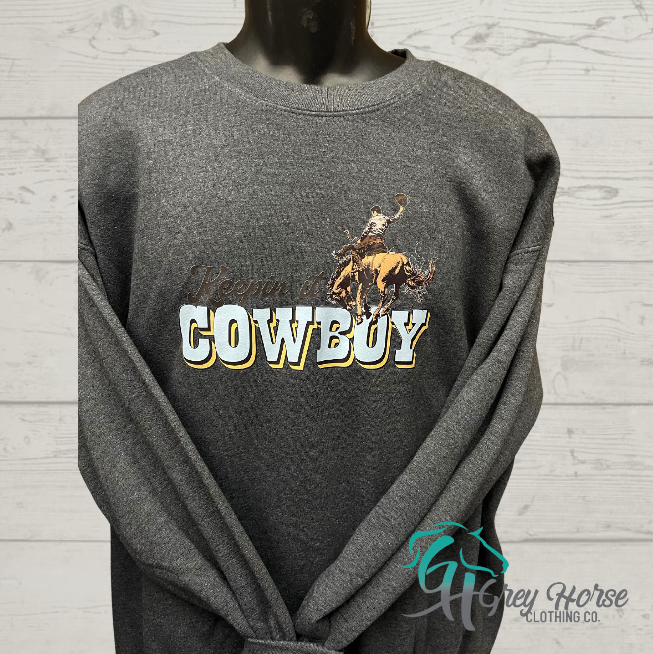 GH Adult Crewneck - L Dark Heather Blue - Keepin It Cowboy