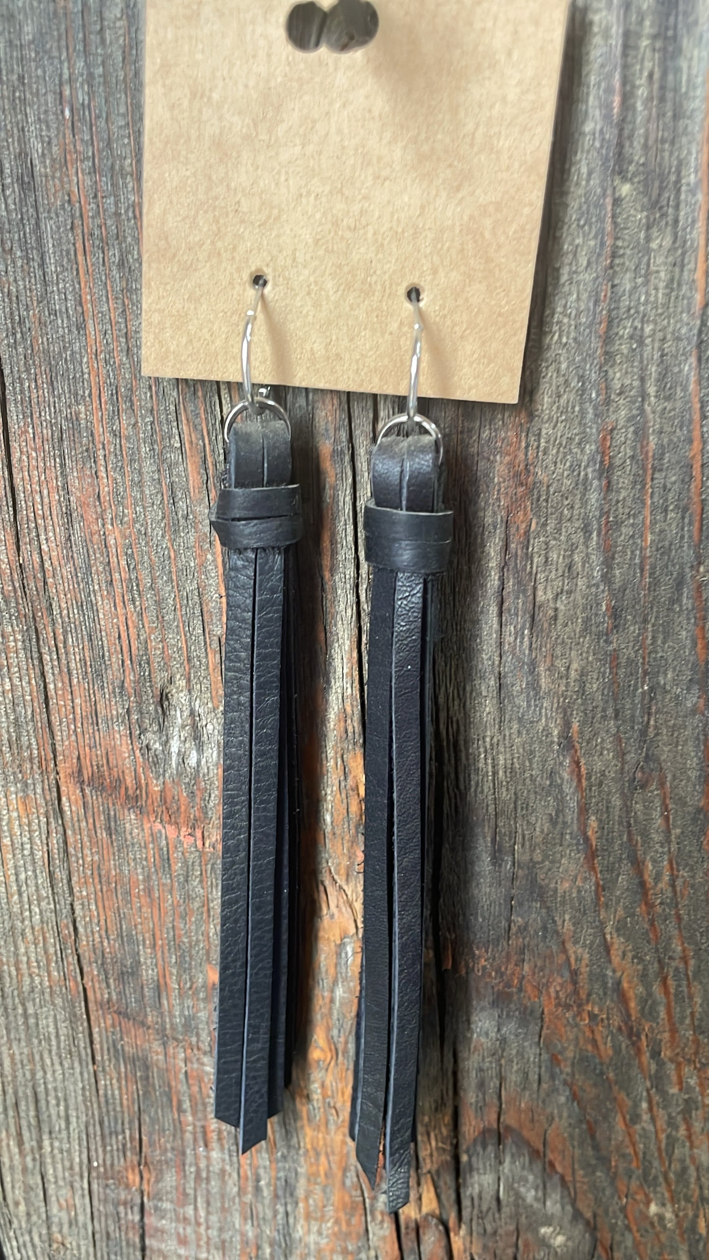 GH Earrings - Handcut Leather - Hoop, Black
