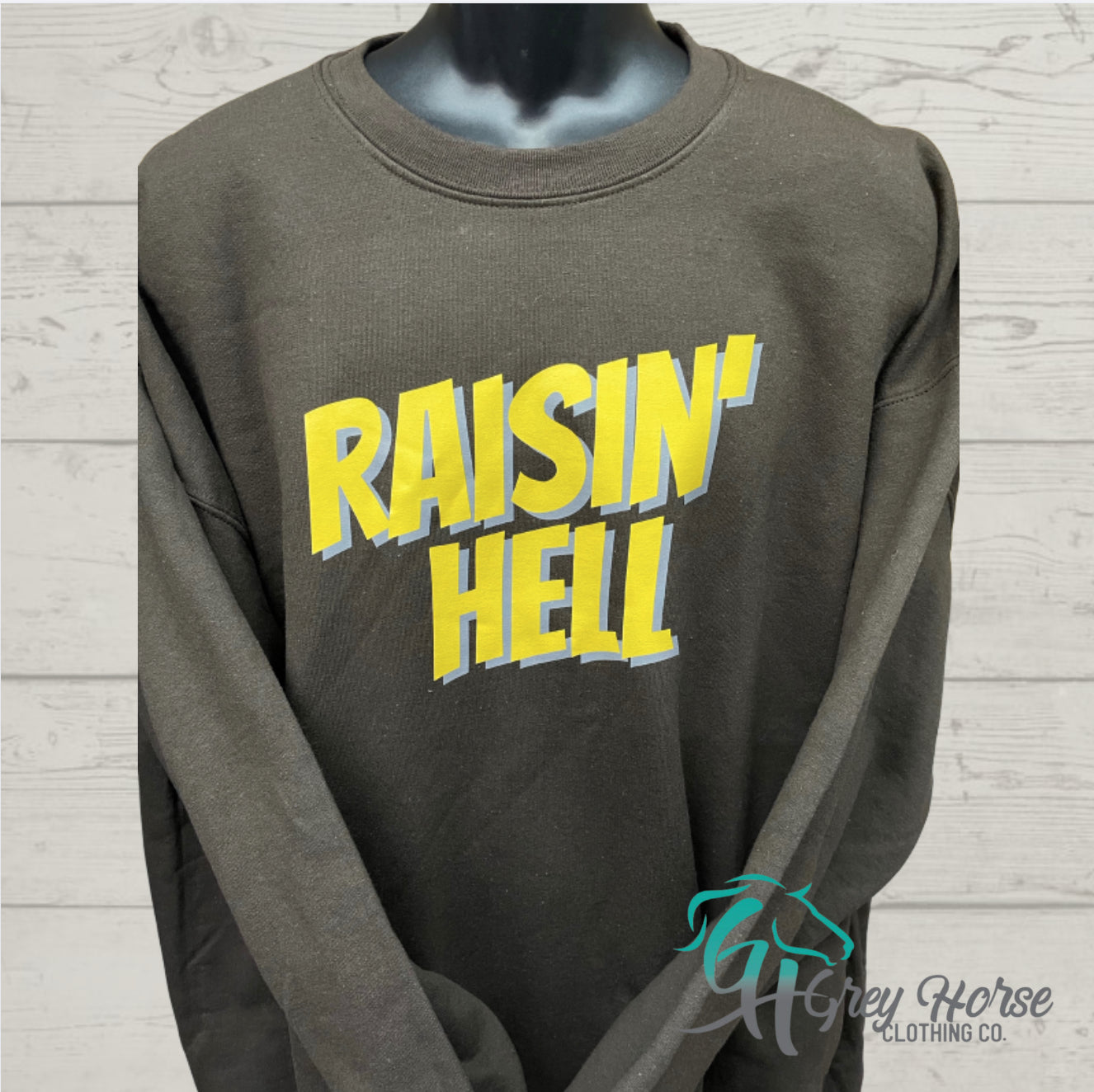 GH Adult Crewneck - Brown, Raisin Hell