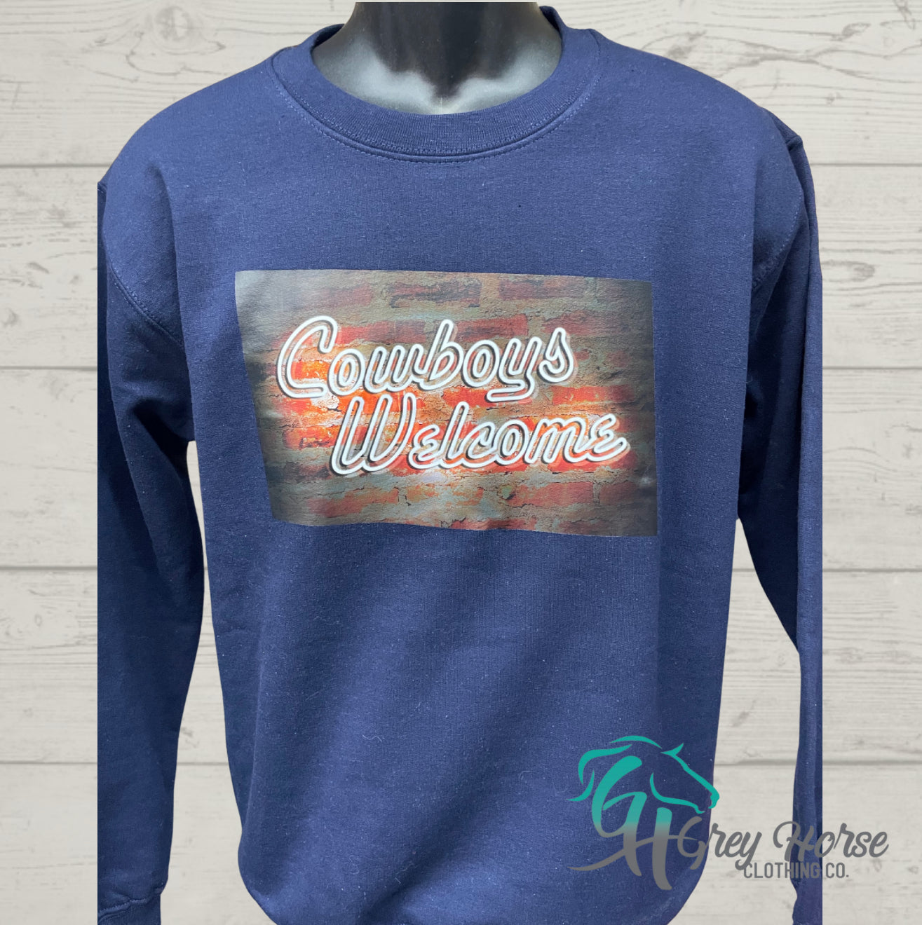 GH Adult Crewneck - Navy Blue, Cowboys Wanted