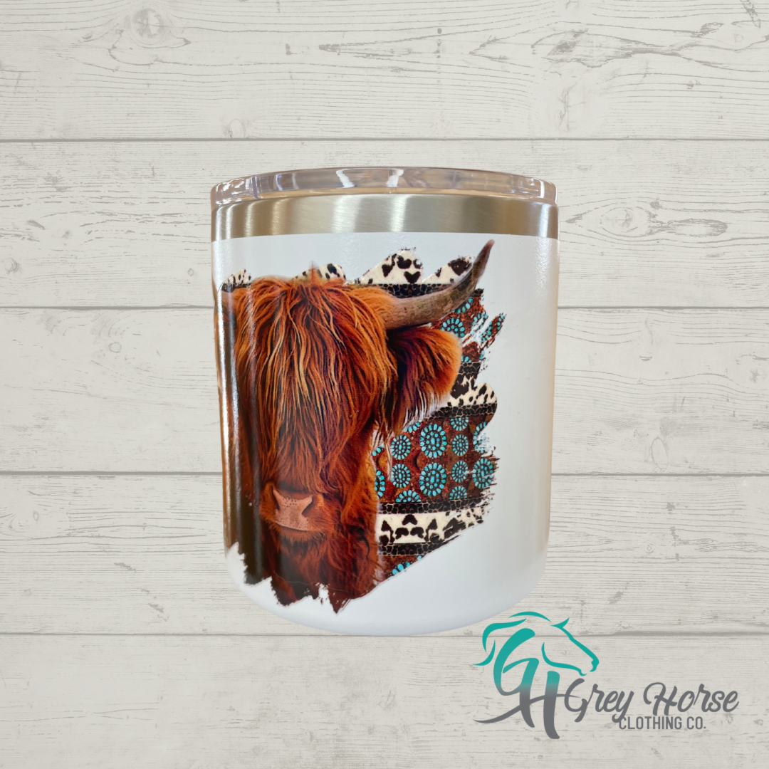 GH 10oz Travel Mug - White - Highland Cow