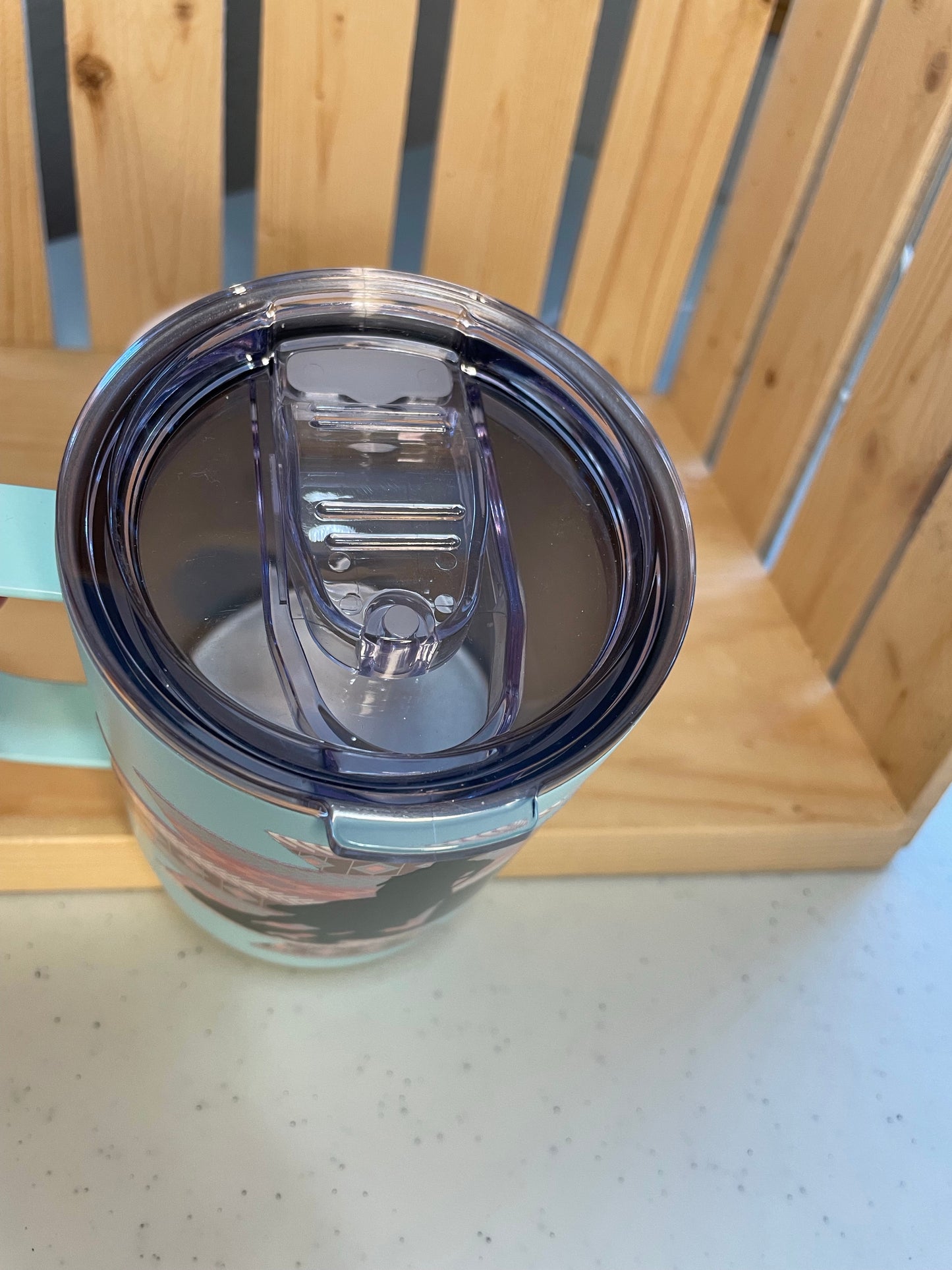 GH 12oz Travel Mug - Teal - Pink Aztec Barrel Racer