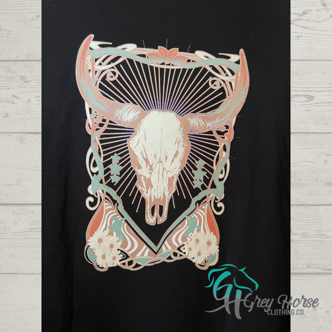GH Adult Tshirt - M Black, Bison Skull