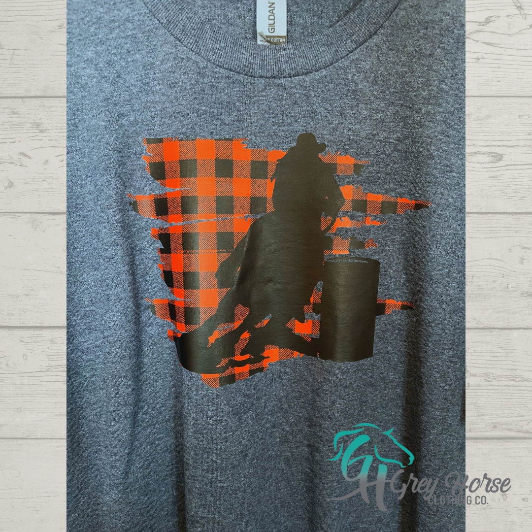 GH Adult Tshirt - Buffalo Plaid Barrel Racer