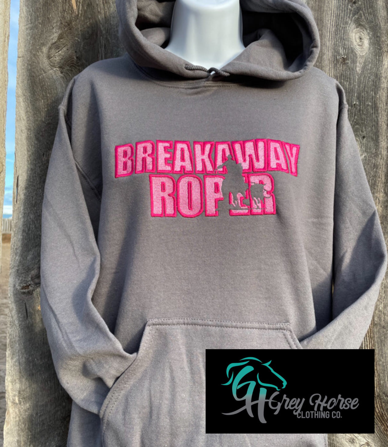 GH Adult Hoodie - Breakaway Roper (Grey/Pink)