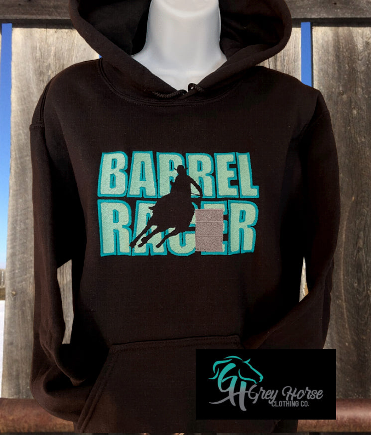 GH Adult Hoodie - Barrel Racer (Black/Teal)