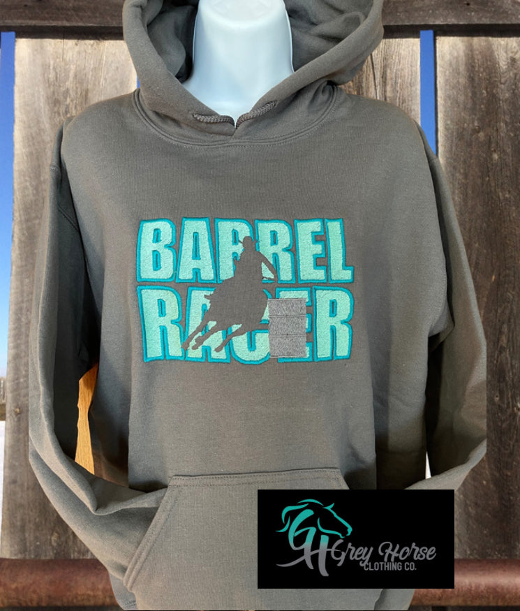 GH Adult Hoodie - Barrel Racer (Grey/Teal)