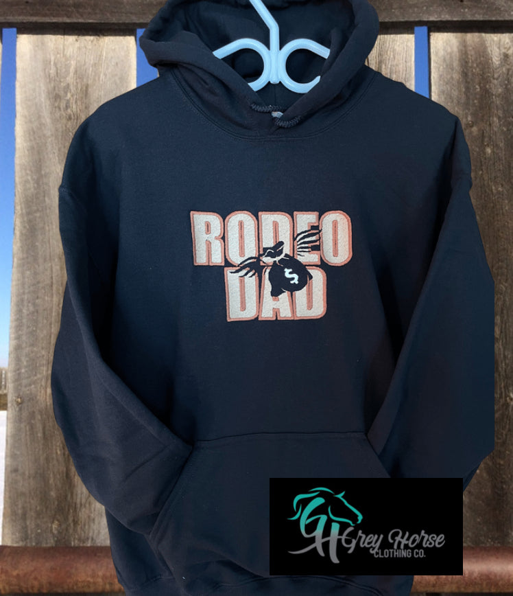 Adult Hoodie - Rodeo Dad - Money Bags (Black/Tan)