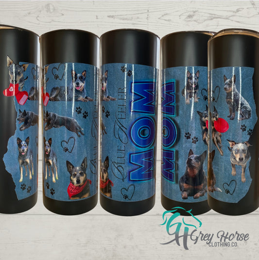 GH 20oz Skinny Tumbler - Black - Blue Heeler Mom