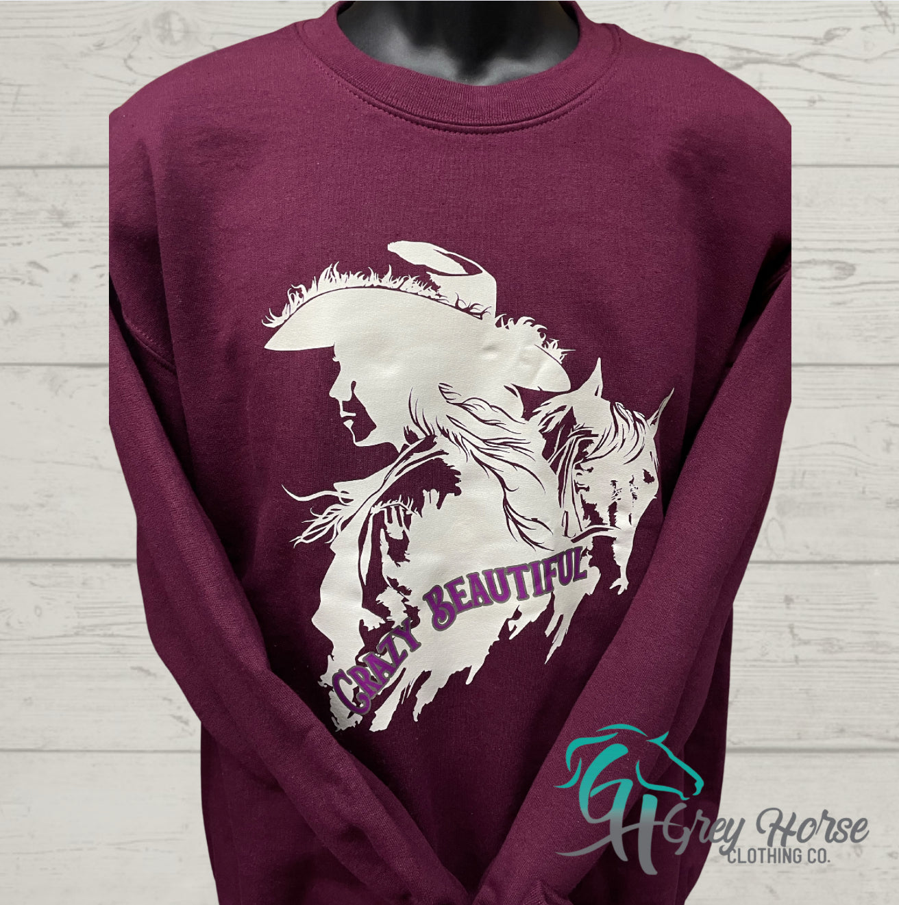 Adult Crewneck - M Maroon, Crazy Beautiful