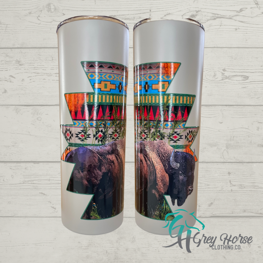 GH 20oz Skinny Tumbler - Grey - Aztec Bison