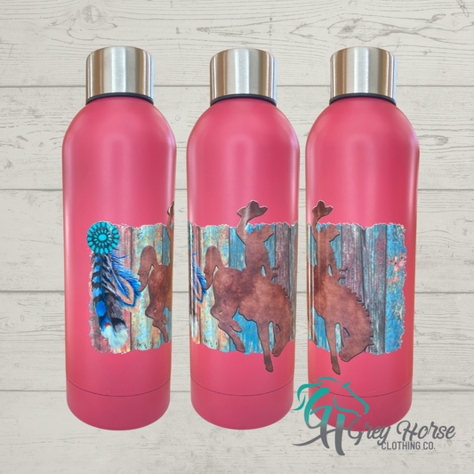 GH 17oz Water Bottle - Dark Pink - Barnwood Bronc