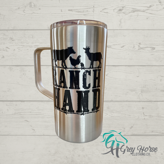 GH 12oz Skinny Handled Tumbler - Stainless Steel - Ranch Hand