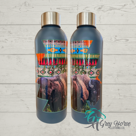 GH 17oz Water Bottle - Navy - Aztec Bison