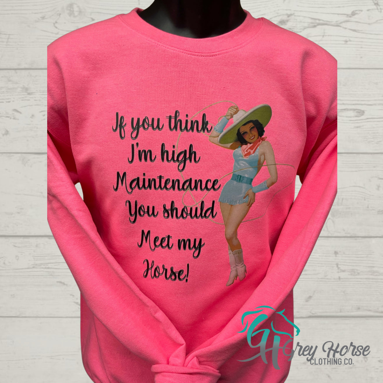 GH Adult Crewneck - S Safety Pink, High Maintenance