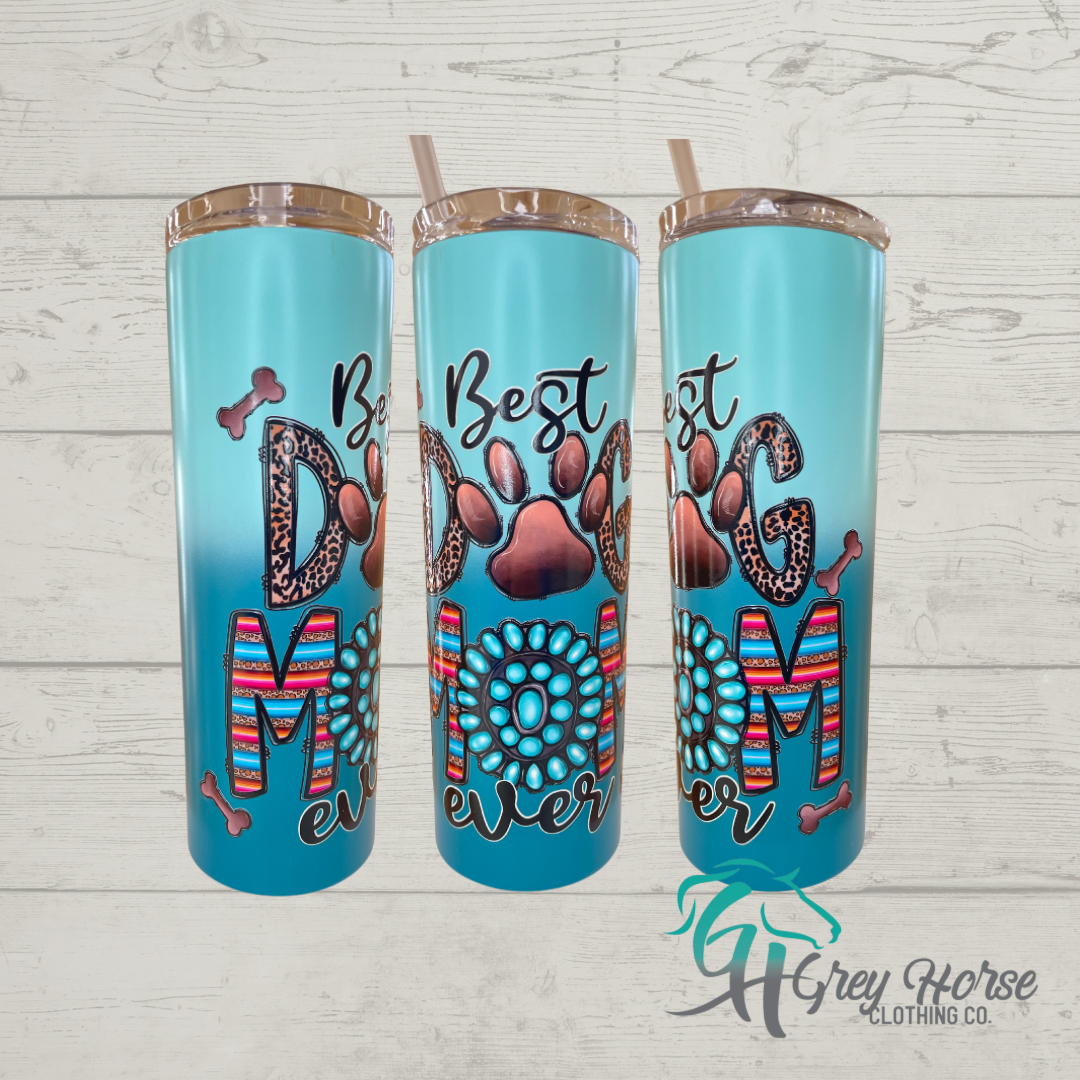 GH 20oz Skinny Tumbler - Blue Teal - Best Dog Mom