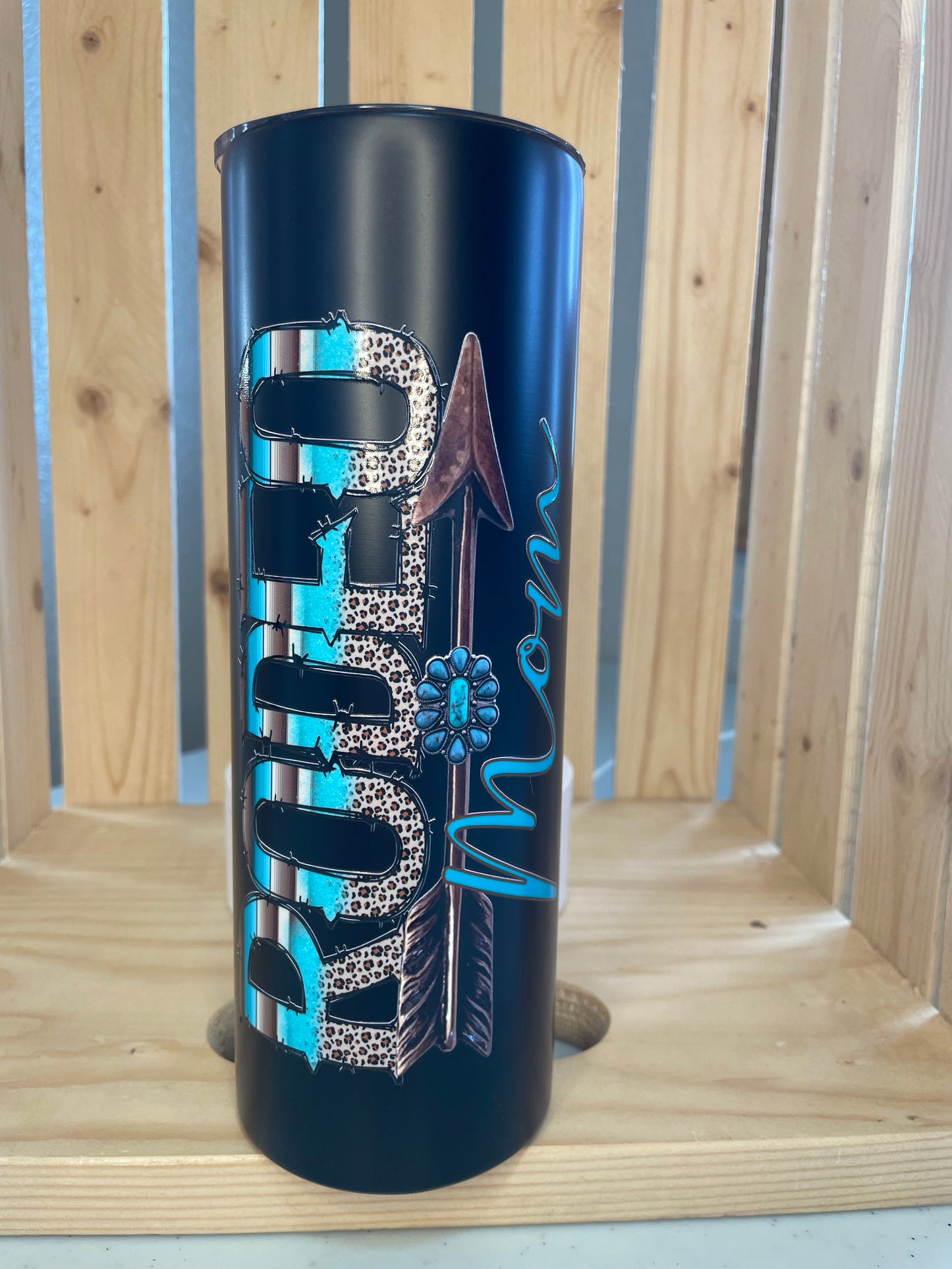 GH 20oz Tumbler - Black - Teal Rodeo Mom