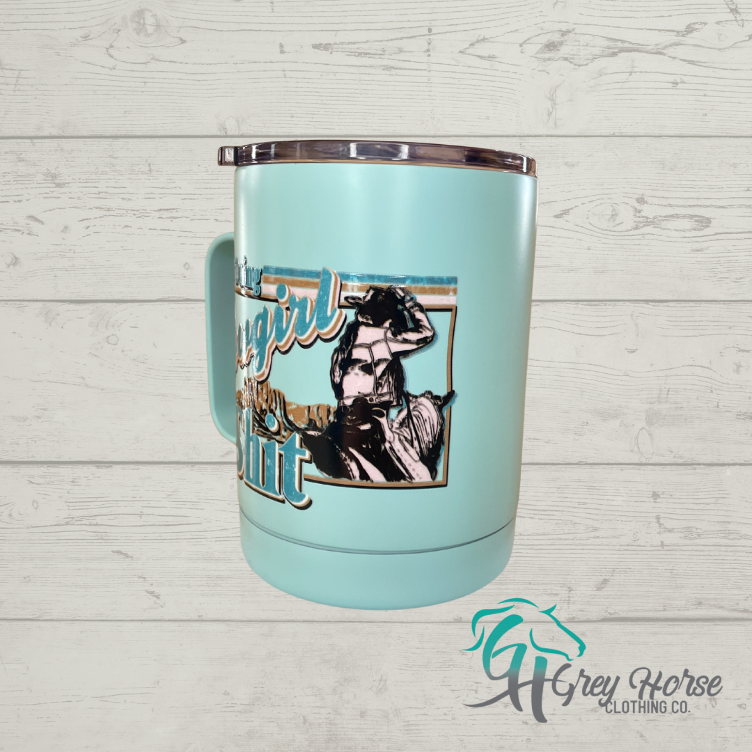 GH 12oz Travel Mug - Teal - Cowgirl Shit