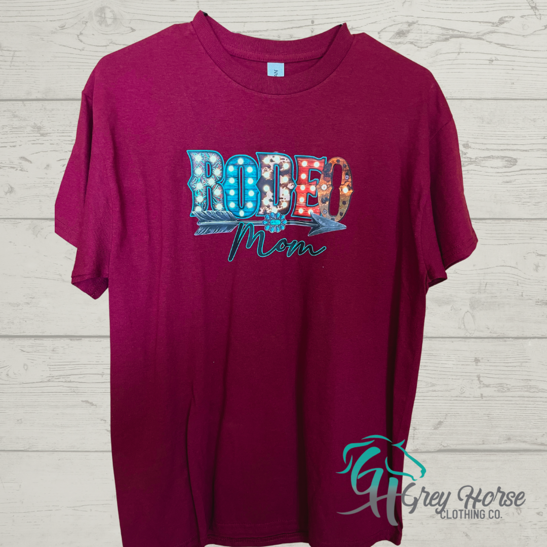 GH Adult Tshirt - M Burgundy, Rodeo Mom Lights