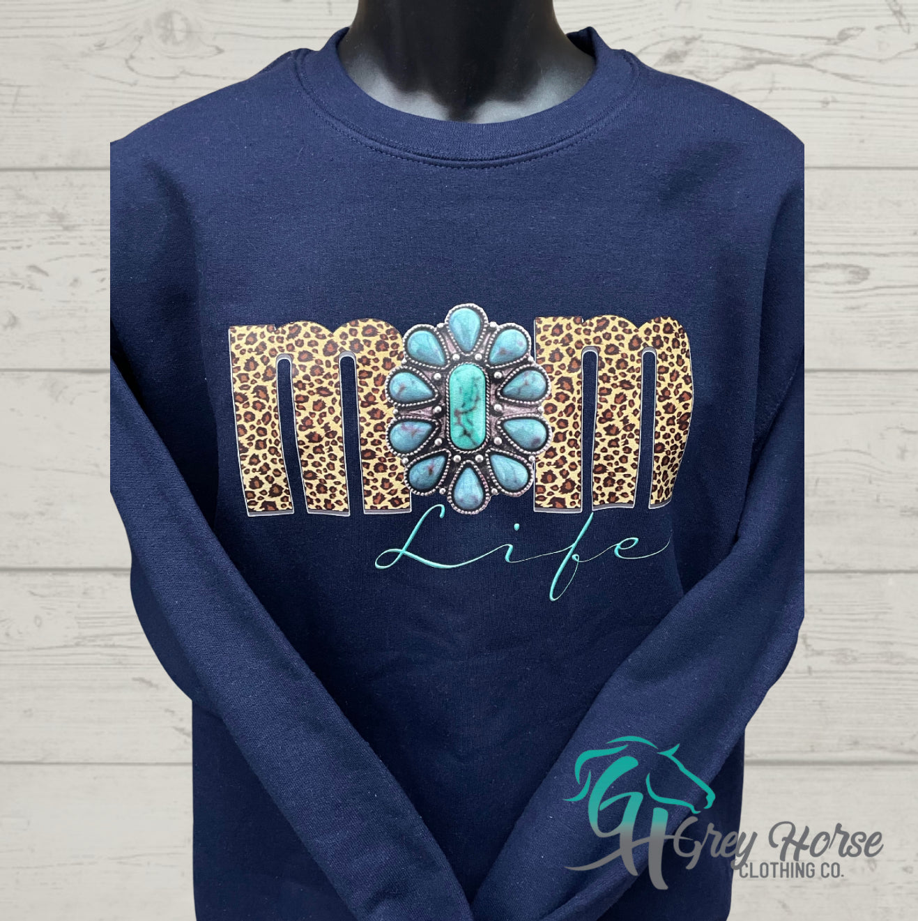 GH Adult Crewneck - M Navy Blue, Mom Life