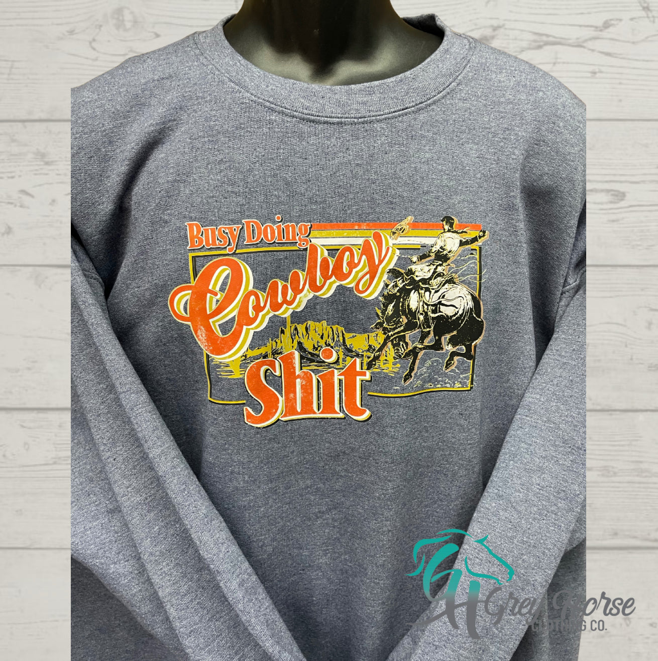 GH Adult Crewneck - XL Dark Heather Blue, Cowboy Sh*t