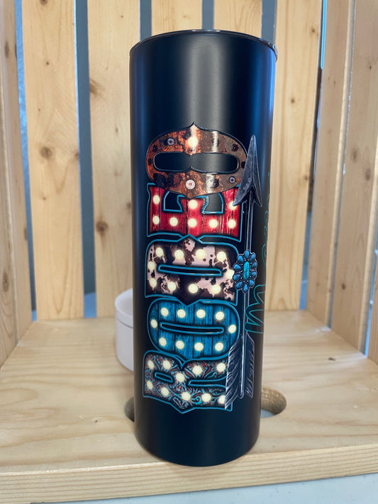 GH 20oz Tumbler - Black - Rodeo Mom in Lights