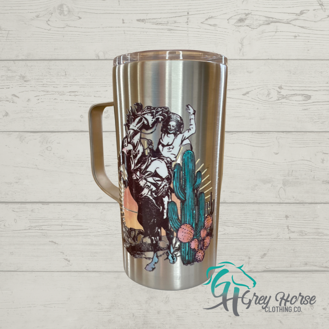 GH 12oz Skinny Handled Tumbler - Stainless Steel - Rearing Cowgirl