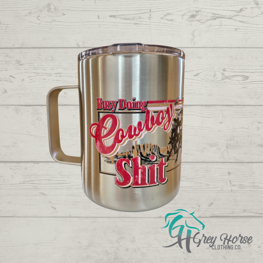 GH 12oz Travel Mug - Stainless Steel - Cowboy Shit