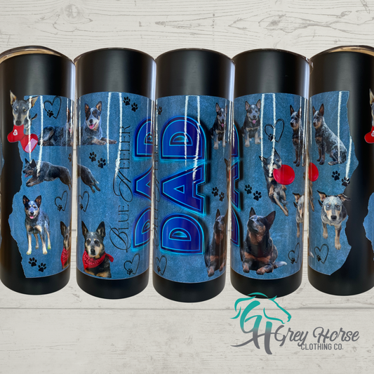 GH 20oz Skinny Tumbler - Black - Blue Heeler Dad