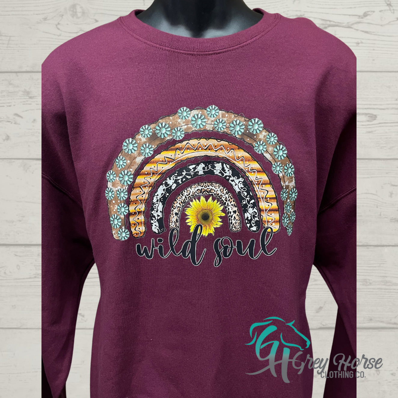 GH Adult Crewneck - Maroon, Wild Soul