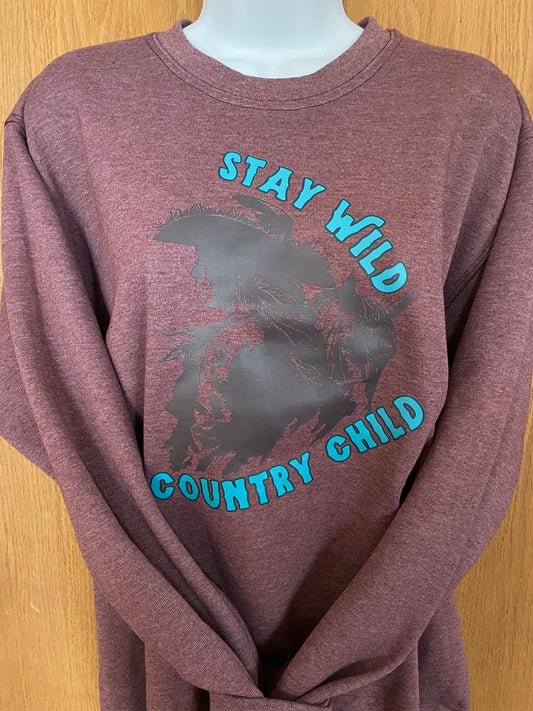 GH Adult Crewneck - S Burgundy Heather, Country Child