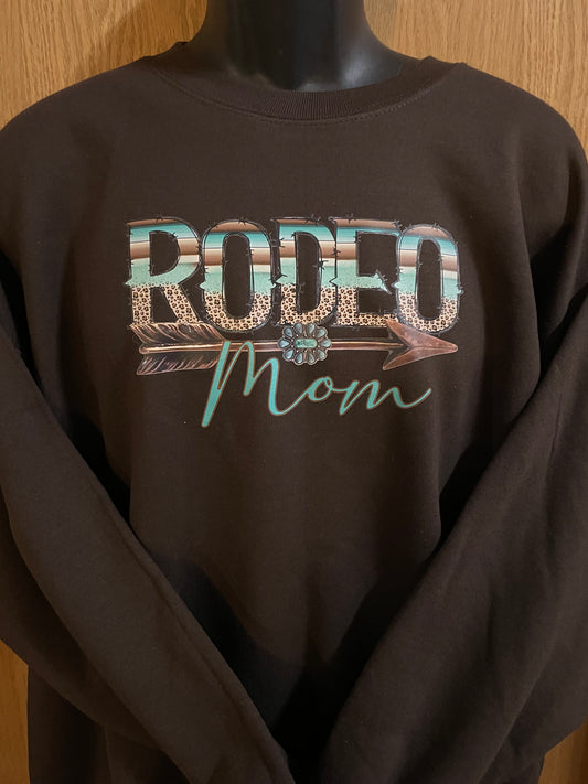 GH Adult Crewneck - XL Brown, Teal Rodeo Mom