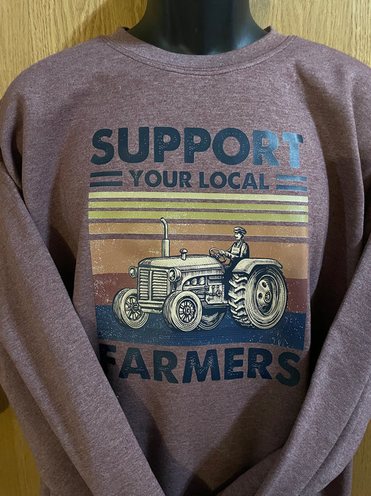 GH Adult Crewneck - XL Burgundy Heather, Support Farmer