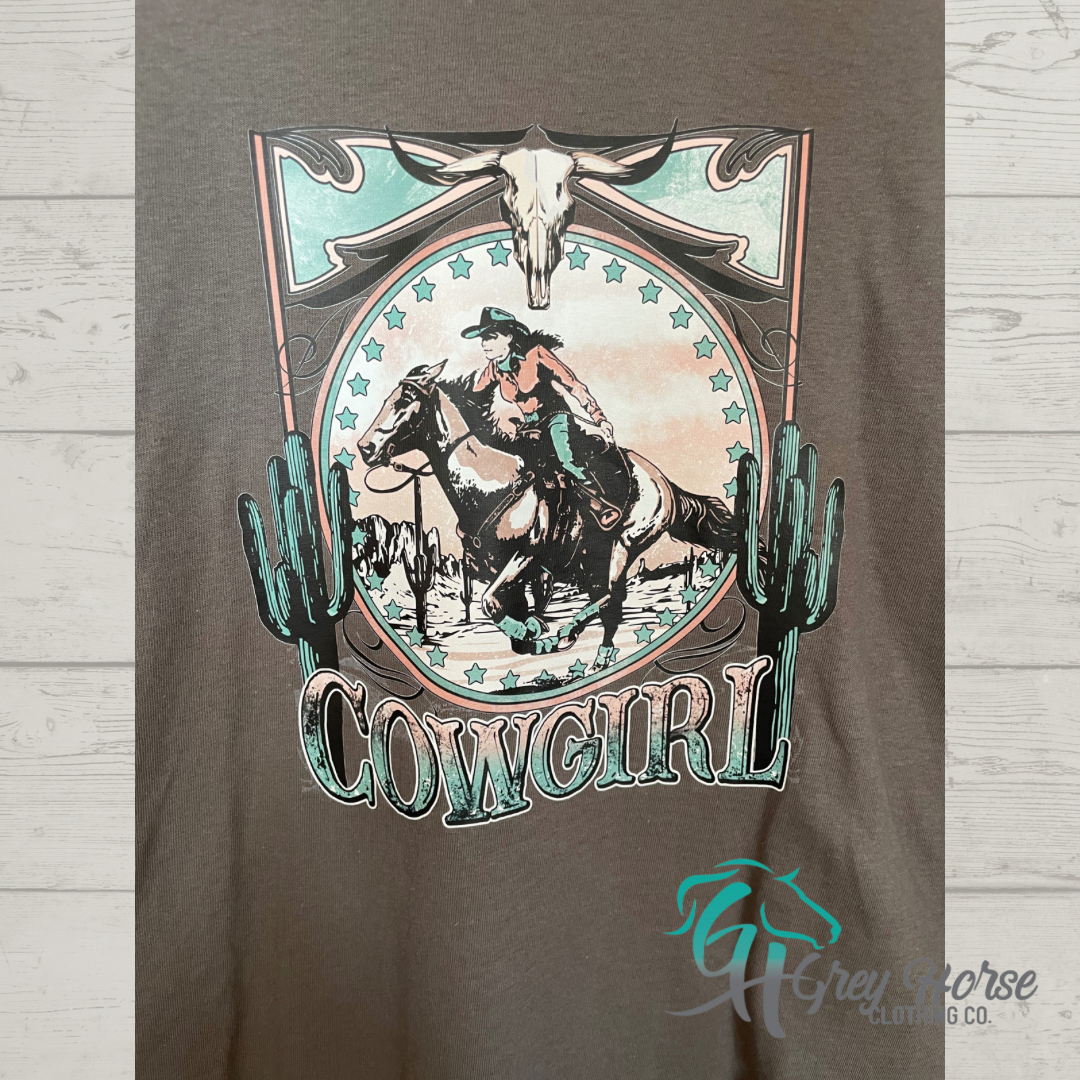 GH Adult Tshirt - M Charcoal, Cowgirl