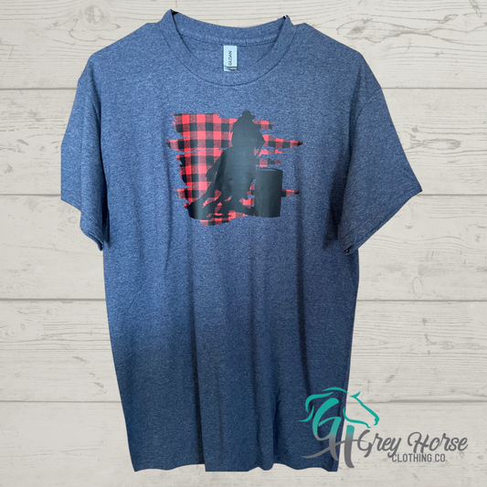 GH Adult Tshirt - Buffalo Plaid Barrel Racer