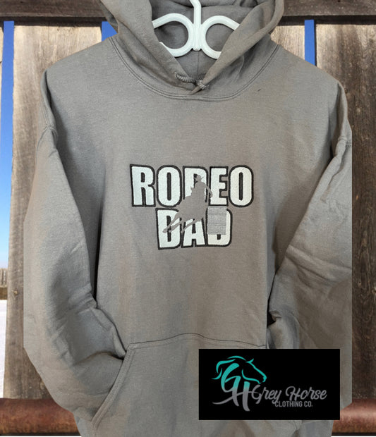 GH Adult Hoodie - Rodeo Dad - Barrels (Grey/Silver)